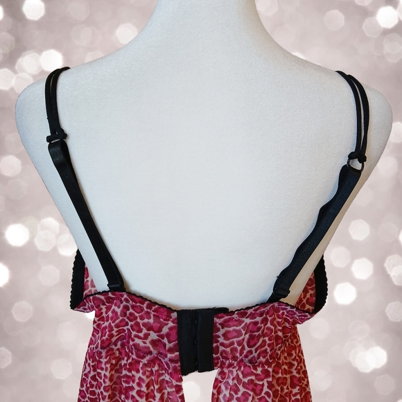 Pink Leopard Print Lingerie Chemise Babydoll Size XL - Picture 5 of 7
